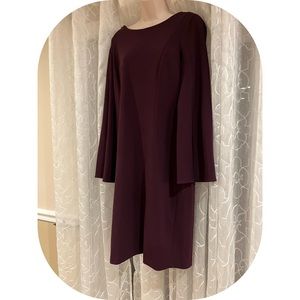 Calvin Klein Wine Color Dress with slated Sleeves Size 12